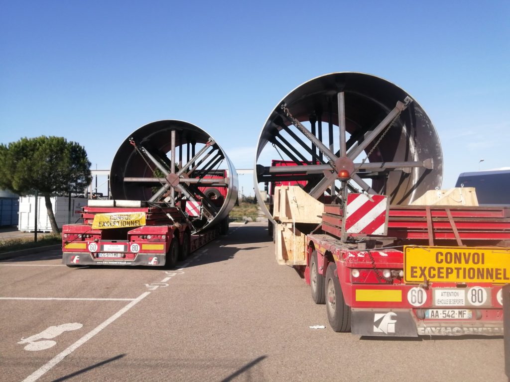 c-Sercem industrie-rotary-drum-ingeneering-renovation-of-a-pre-fermentation-rotating-drum-trucks convoy near-the-site